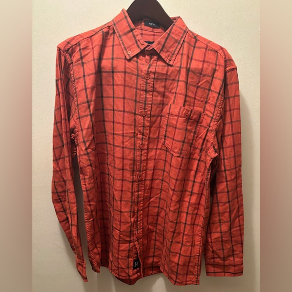 NWOT Artistry In Motion Clay Oxford Button-down Plaid Long Sleeve Shirt Orange M - Picture 3 of 8